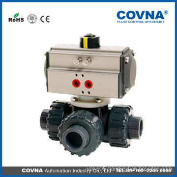 true union 3 way plastic pneumatic ball valve air actuated ball valve